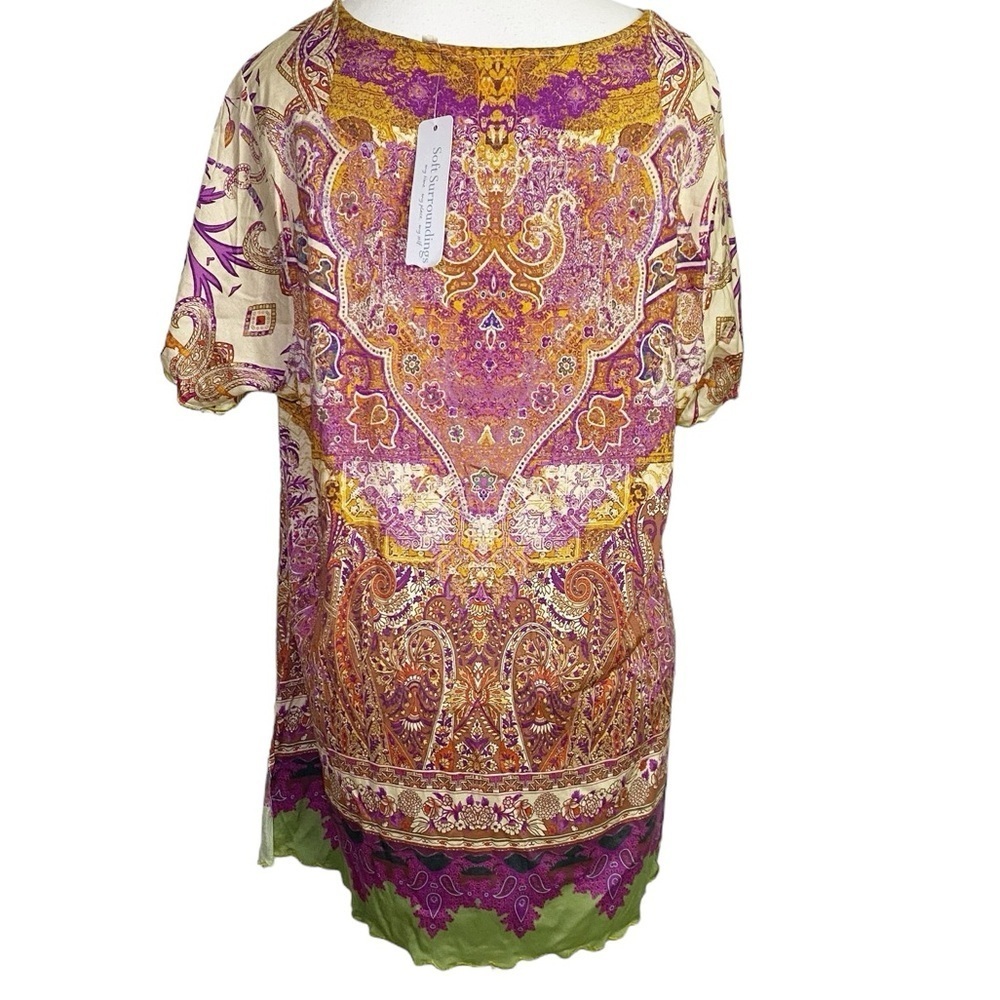 Soft Surroundings Purple and Gold Patterned Tunic Top NWT - Picture 2 of 13